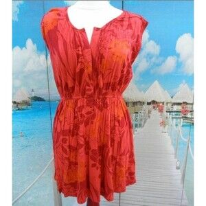 NEW by METRO 7, HENLEY TUNIC SHORT DRESS, PAPRIKA SIZE MEDIUM (8-10) PULLOVER